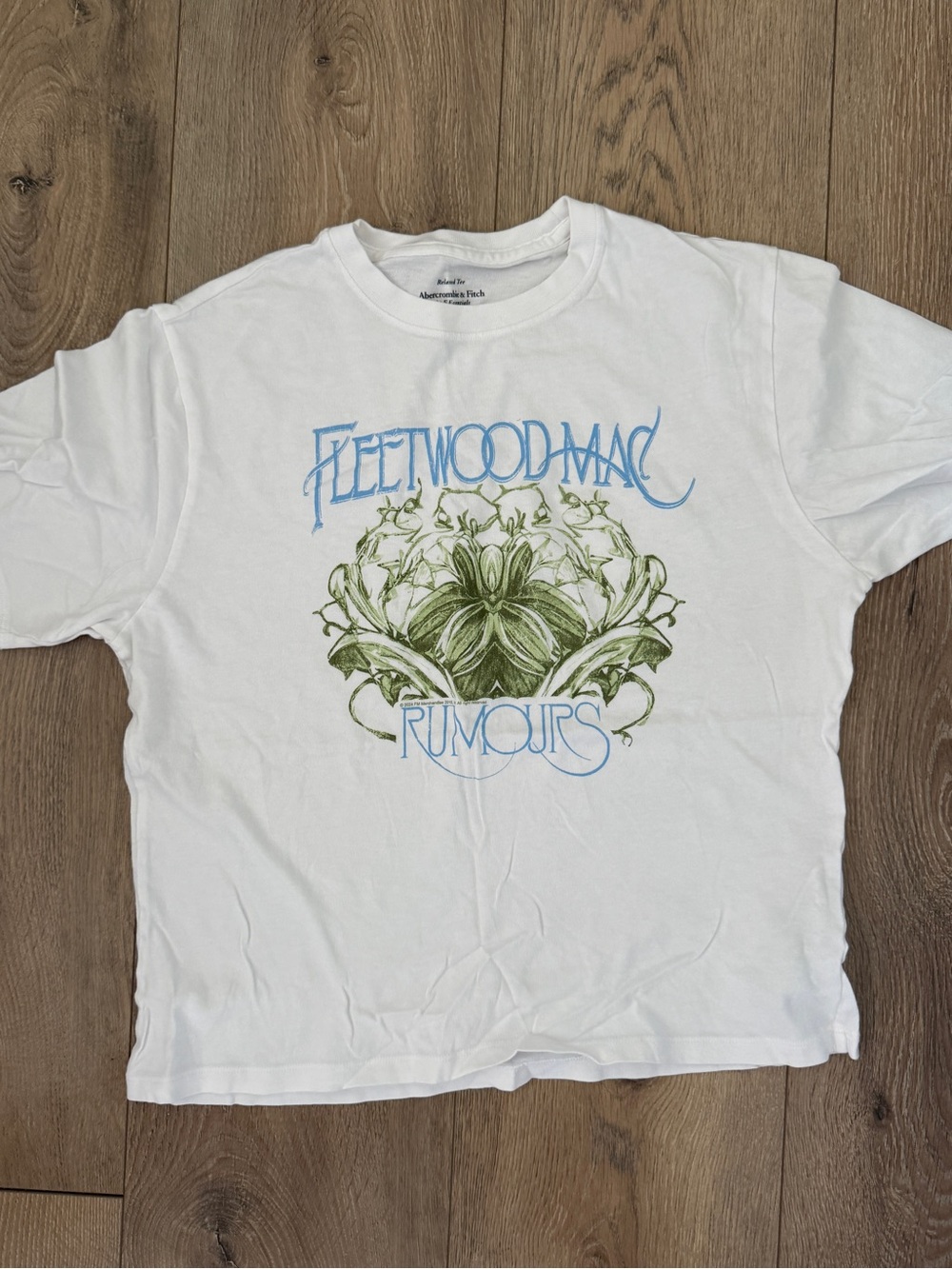Abercrombie & Fitch White Tee with Light Blue Print